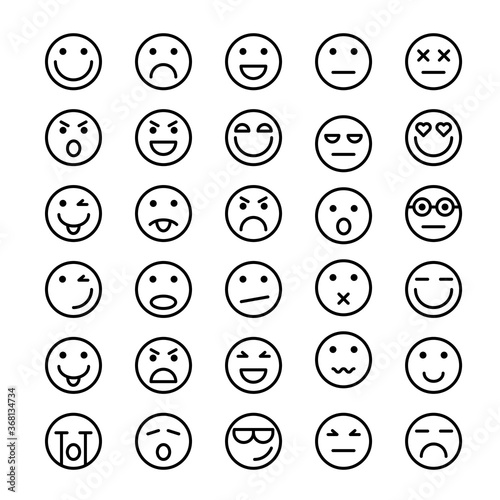 Emoticons outline icon set