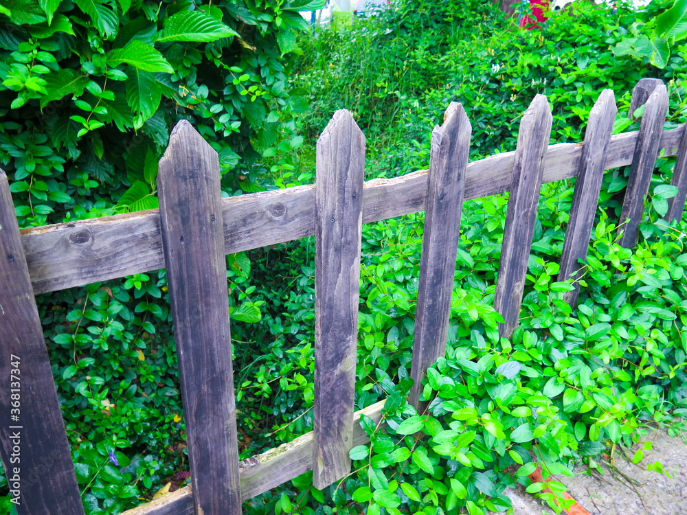 old wooden fence in grass area