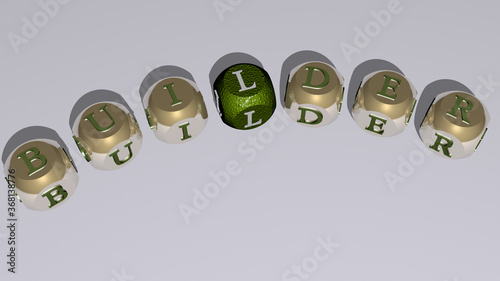 Photos combination of builder built by cubic letters from the top perspective, excellent for the concept presentation