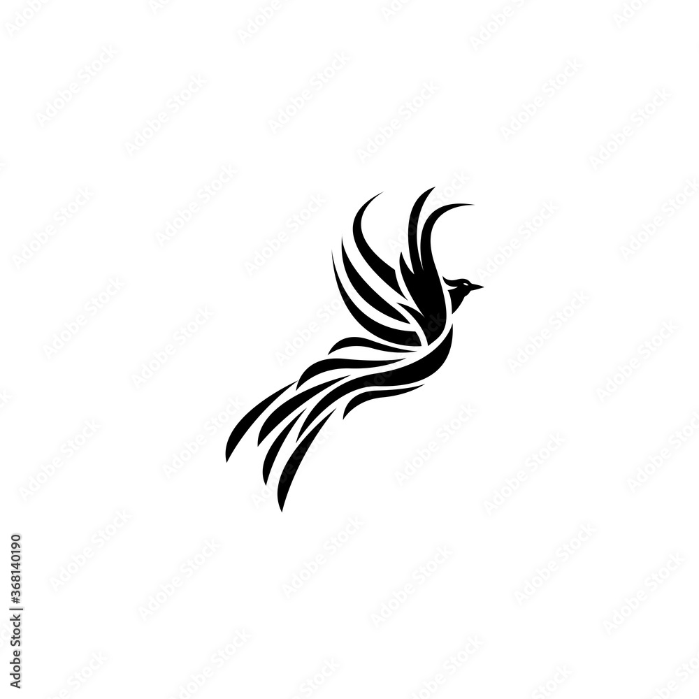 Obraz premium Phoenix bird black simple logo vector