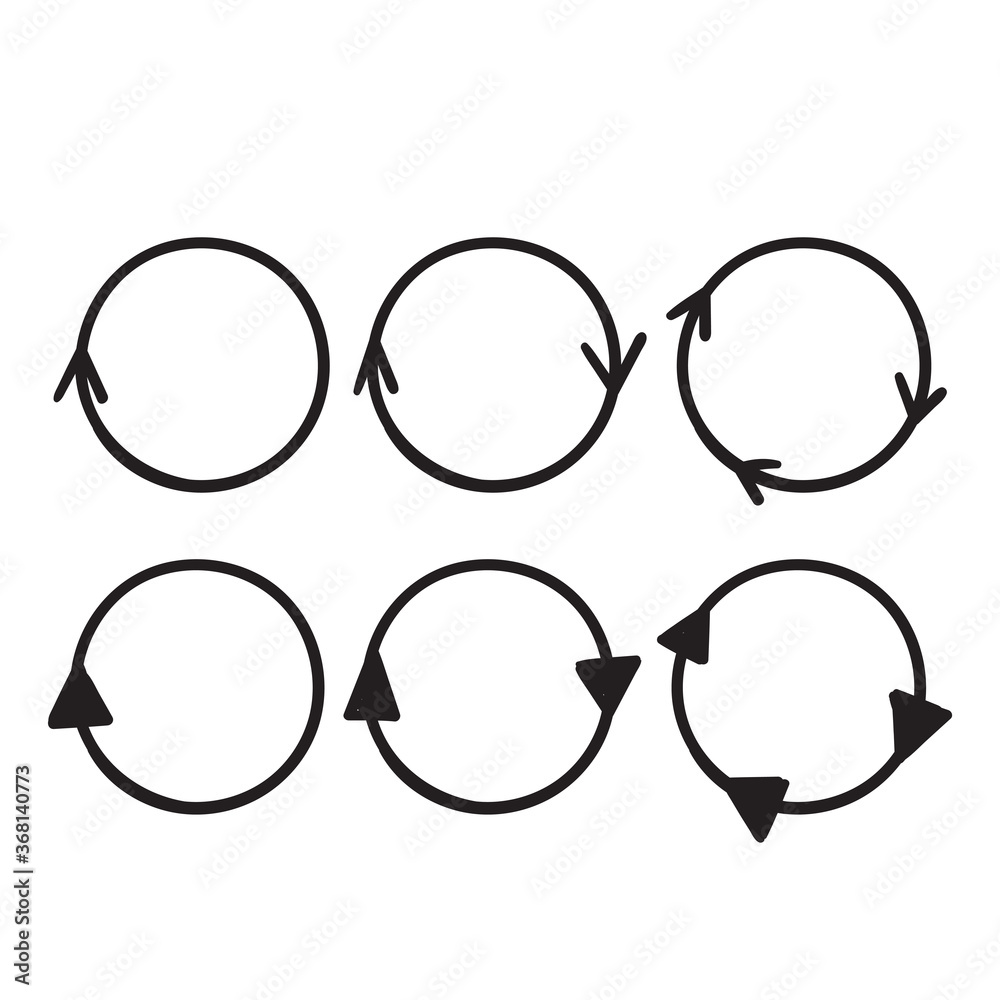 hand drawn doodle circular arrow collection vector