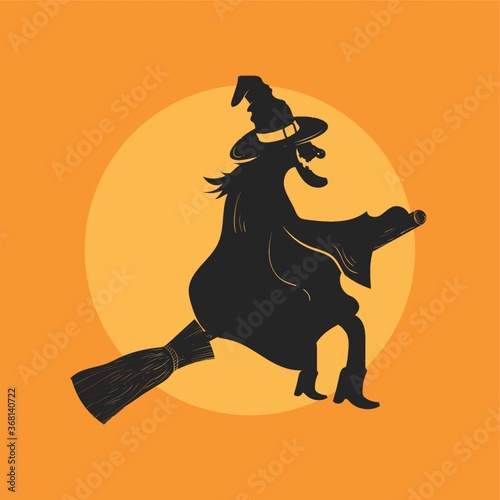witch flying on a broomstick