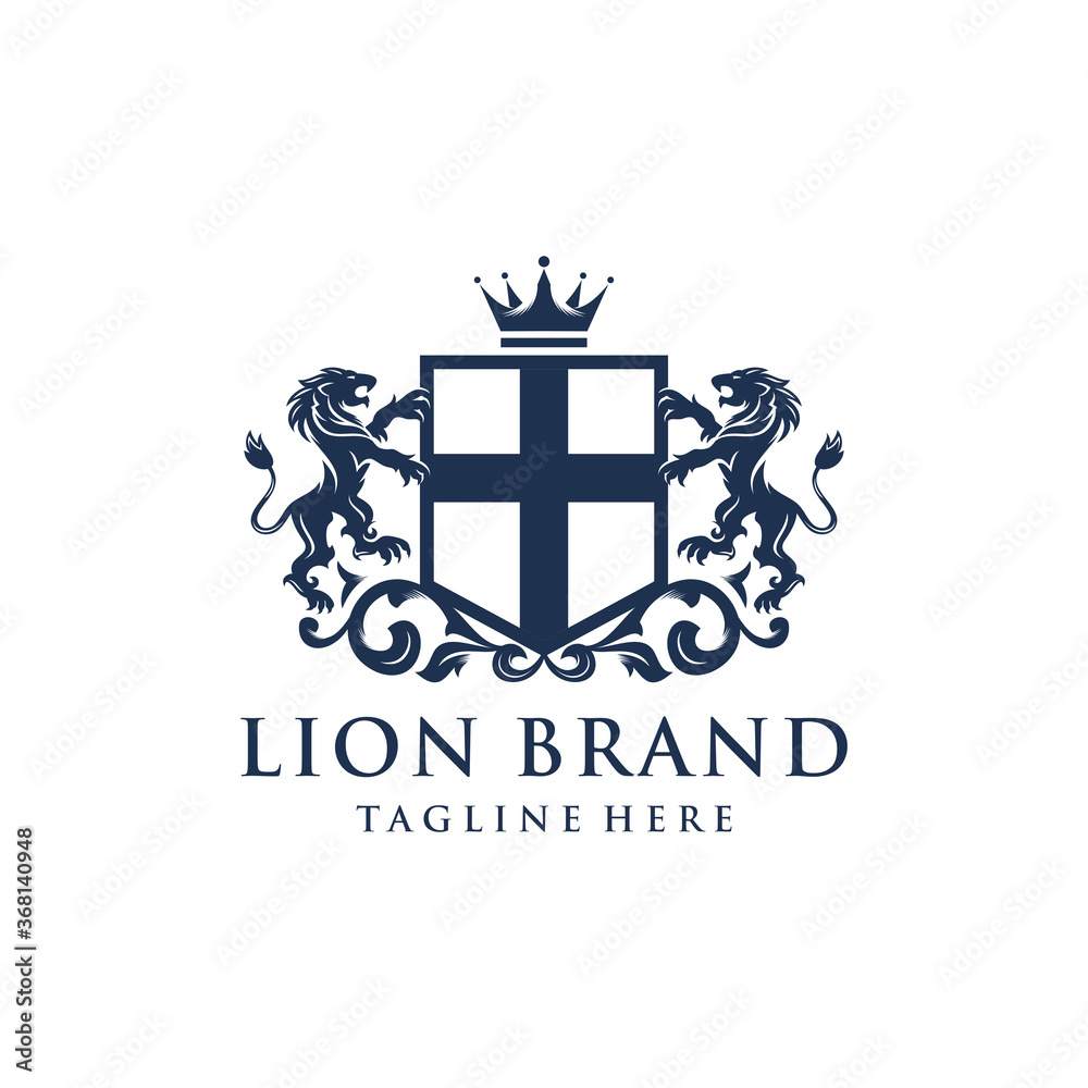 Premium Vector  Heraldry lion brand logo design vector