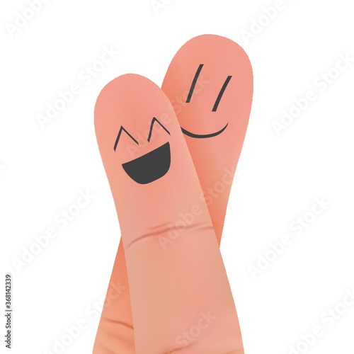 fingers with smiley face