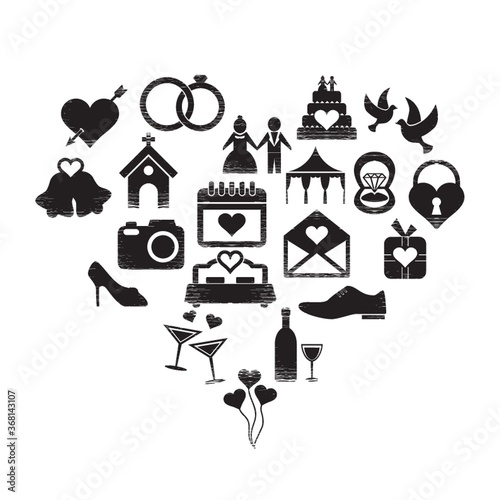 set of wedding icons