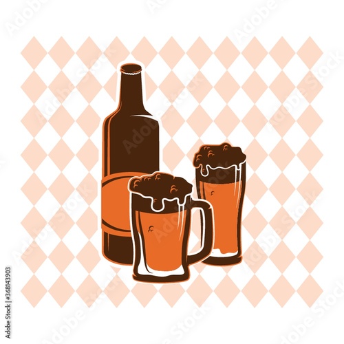 beer bottle and mug