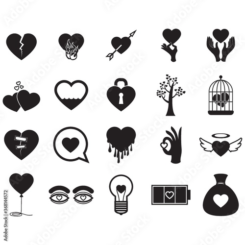 set of heart icons