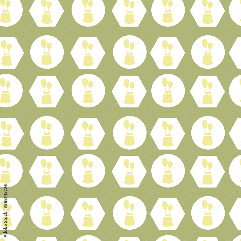 Vector seamless pattern with birthday cake and geometric shapes Vector seamless pattern with birthday cake and geometric shapes