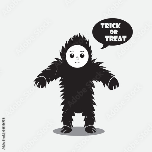 person in a costume saying trick or treat