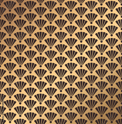 Art Deco Fan Pattern Gold Background