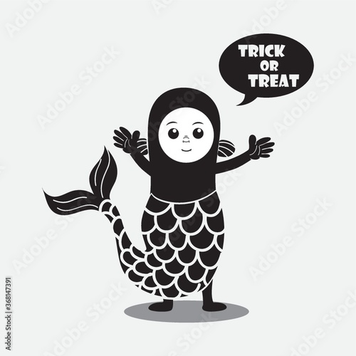 person in a costume saying trick or treat