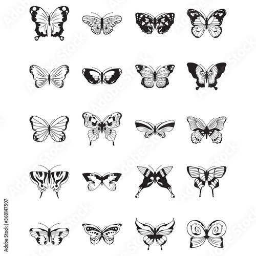 set of butterfly icons