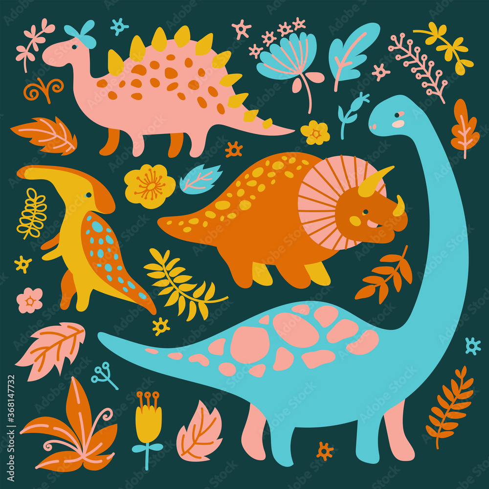 DINO COLLECTION Grunge Prehistoric Cartoon Animals Vector Illustration Set For Print DINO COLLECTION Grunge Prehistoric Cartoon Animals Vector Illustration Set For Print