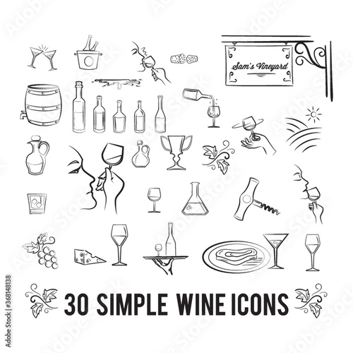 set of wine icons