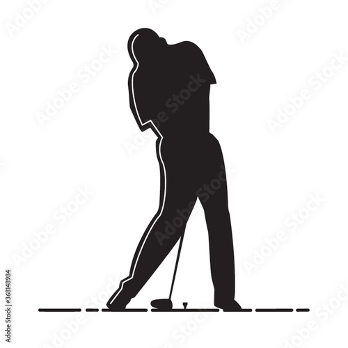 silhouette of man playing golf