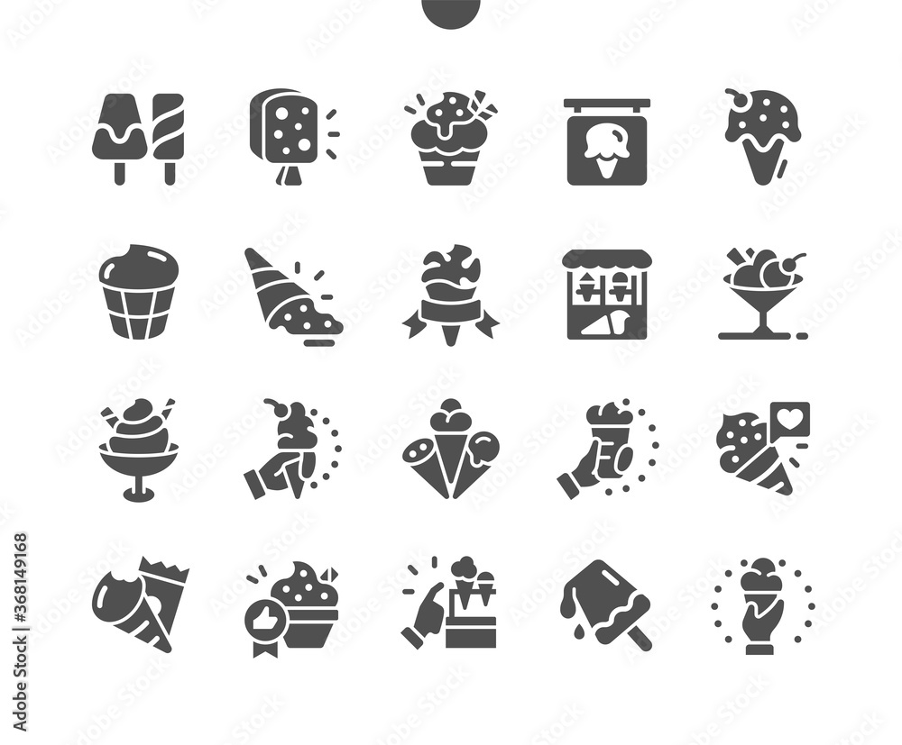 Ice cream Well-crafted Pixel Perfect Vector Solid Icons 30 2x Grid for Web Graphics and Apps. Simple Minimal Pictogram