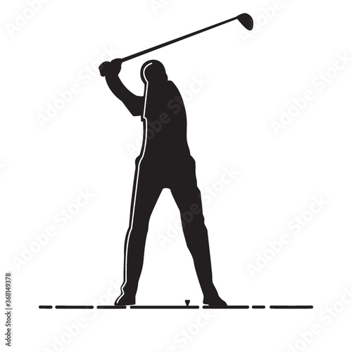 silhouette of man playing golf