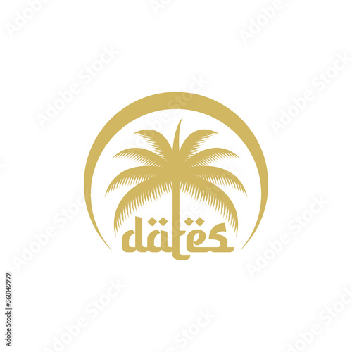 Dates tree vector logo. Arabian dates logo. fasting, ramadan, fruit, dates, tree, logo, palm, food, arabian, agriculture, vector, botanical, gold, arab, arabia, arabic, badge, coconut, moslem, islam