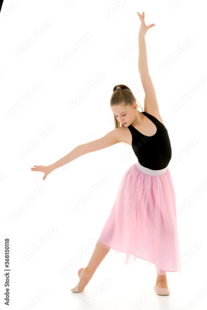 Graceful Girl Gymnast Performing Rhythmic Gymnastics Exercise. Graceful Girl Gymnast Performing Rhythmic Gymnastics Exercise.