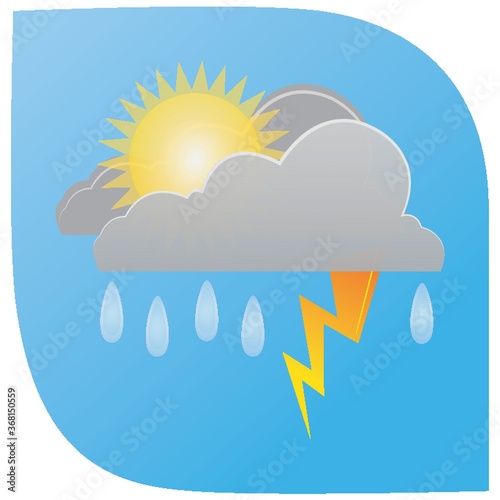 rainfall with lightning clouds and sun