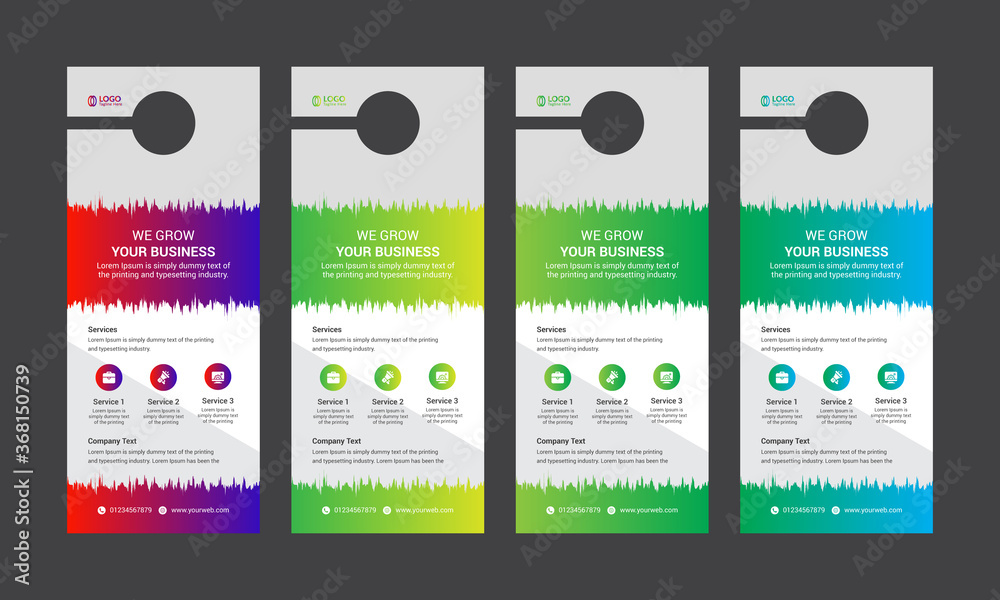 Set of door hangers background. Door hanger mockup. Vector illustration