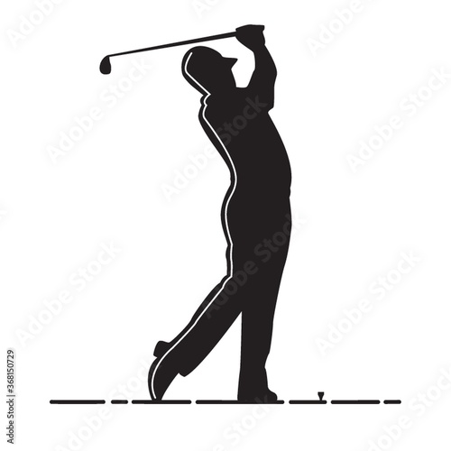 silhouette of man playing golf