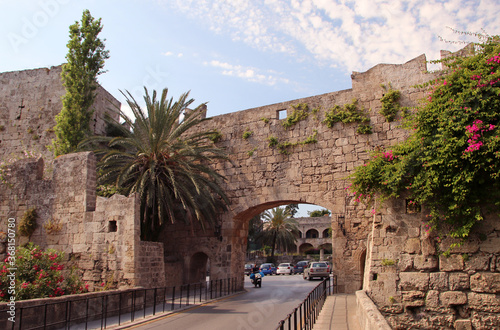 Freedom Gate also known as Eleftherias Gate, the Old Town of Rhodes, UNESCO heritage site, Rhodes, Greece photo