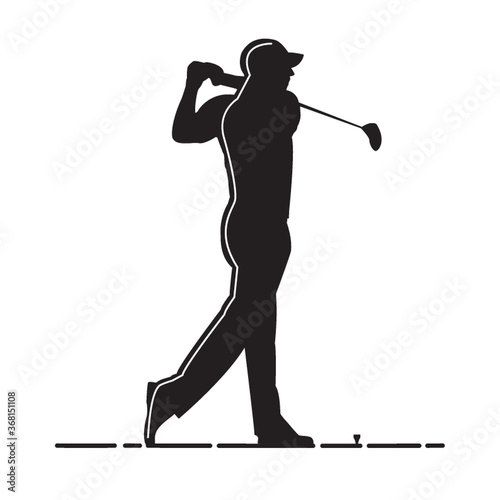 silhouette of man playing golf