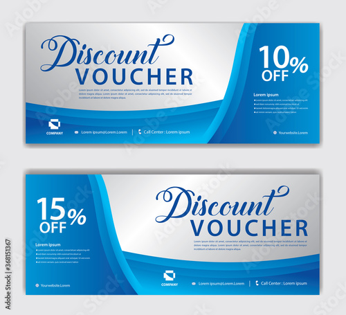 Blue Gift Voucher template, Discount voucher vector, Coupon, discount card, Sale banner, headers, web banner, Creative idea gift card