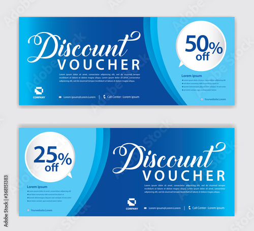 Blue Gift Voucher template, Discount voucher vector, Coupon, discount card, Sale banner, headers, web banner, Creative idea gift card