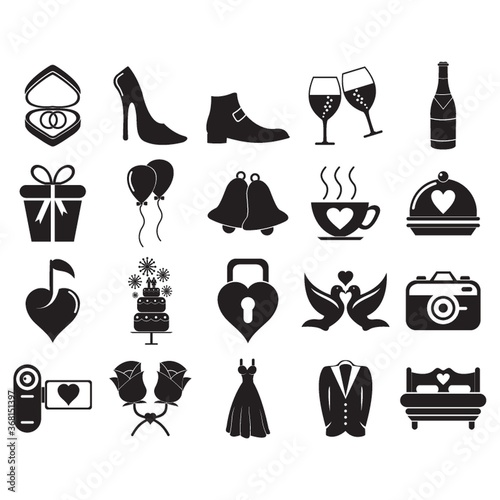 set of wedding icons