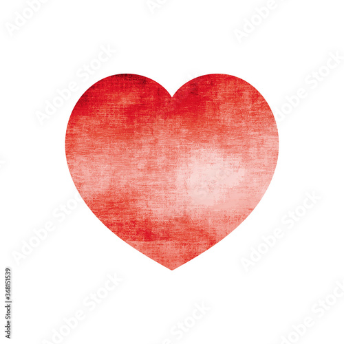 Red Heart with grunge style texture, Heart icon vintage design isolated on white background, Vector illustration