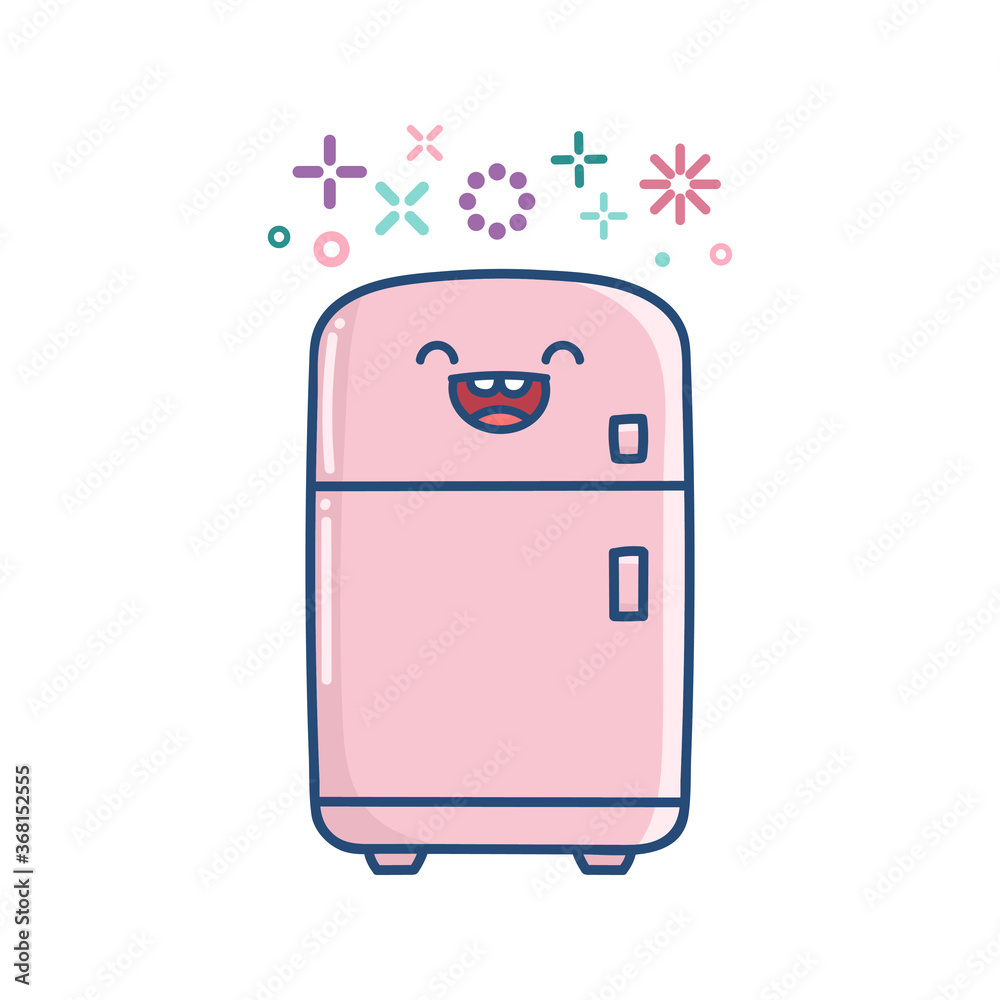 kawaii smiling kitchen fridge cartoon Stock Vector Adobe Stock