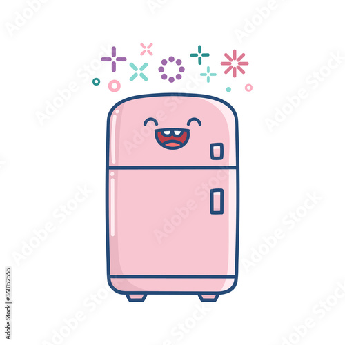 kawaii smiling kitchen fridge cartoon