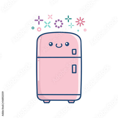 kawaii smiling kitchen fridge cartoon