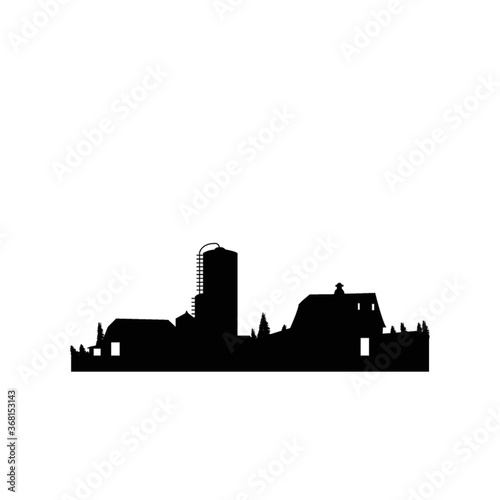 silhouette of a farmhouse