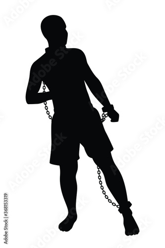 Slave with chain silhouette vector