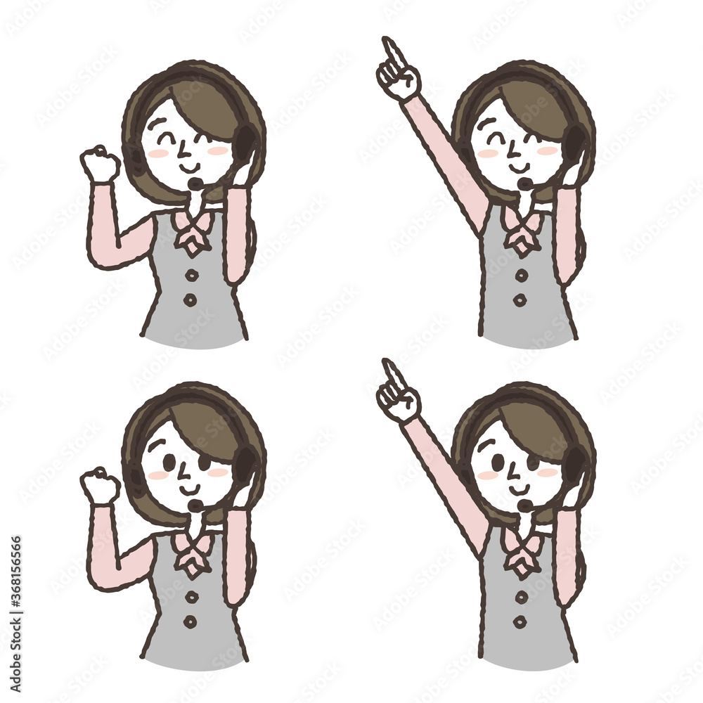 案内係の女性　イラストセット
