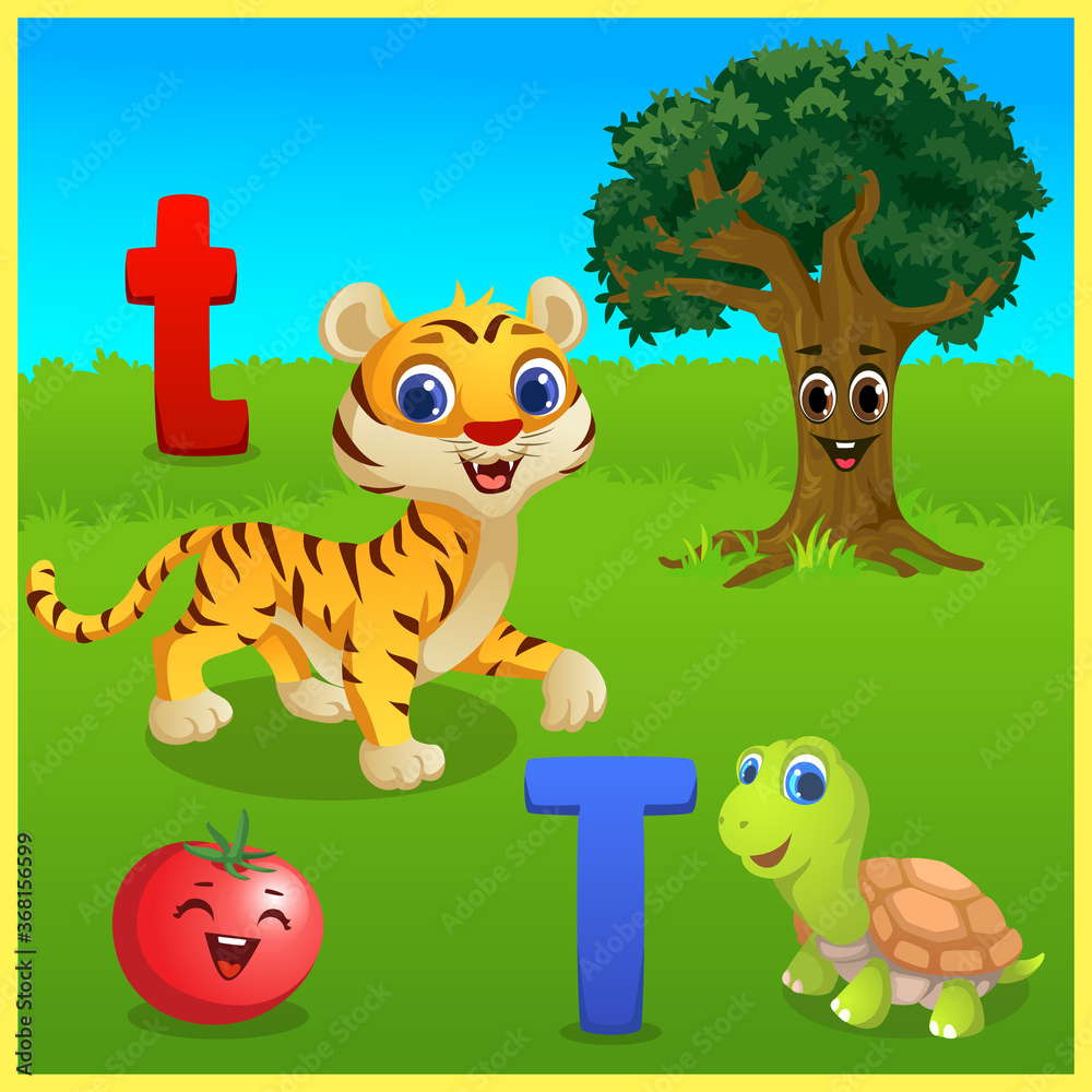 Naklejka premium letter t for kids learning