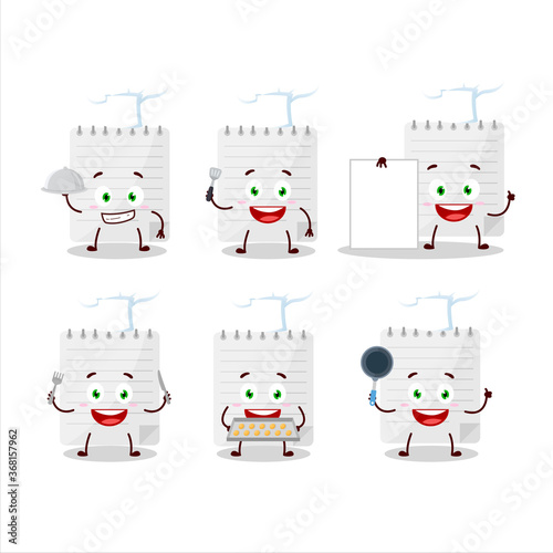 Cartoon character of sticky notes with various chef emoticons