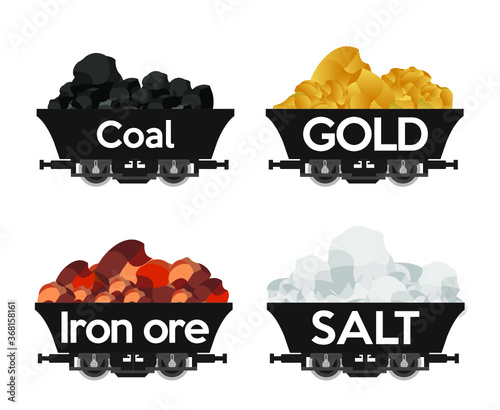 Gold,Iron ore,coal,salt wagons