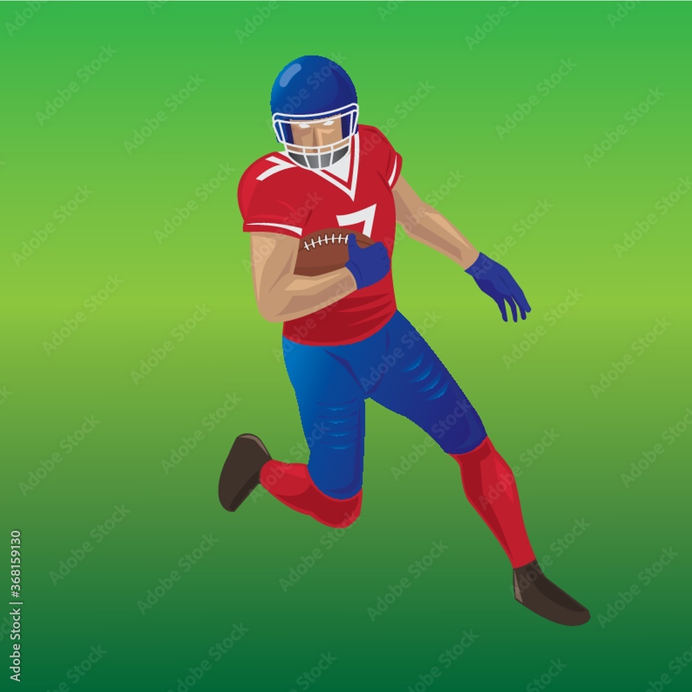 Fototapeta premium american football player running with ball in hand
