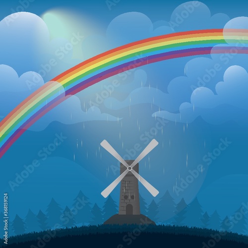 landscape with windmill