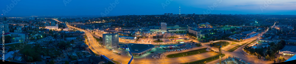 Rostov-on-Don - panoramic view of the Station square. Evening. 