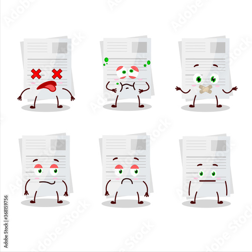 Essay paper cartoon character with nope expression
