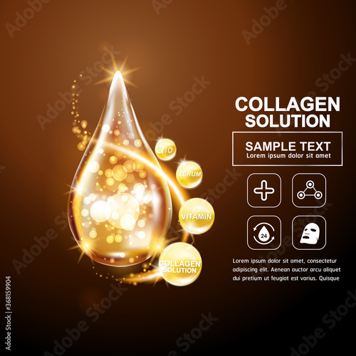 Collagen Serum and Vitamin Background Concept Skin Care Cosmetic.