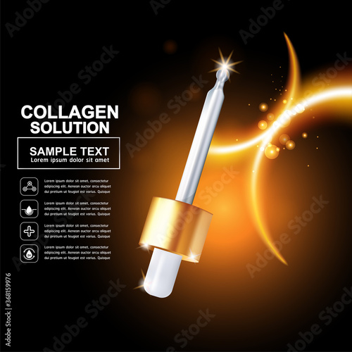 Collagen Serum and Vitamin Background Concept Skin Care Cosmetic.