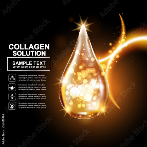 Collagen Serum and Vitamin Background Concept Skin Care Cosmetic.