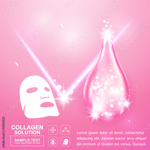 Collagen Serum and Vitamin Background Concept Skin Care Cosmetic.