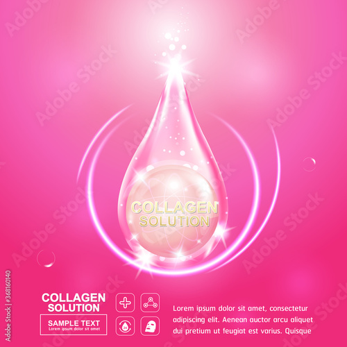 Collagen Serum and Vitamin Background Concept Skin Care Cosmetic.